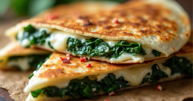 Spinach and Feta Quesadillas are quick and tasty! Enjoy gooey cheese and fresh spinach in a crispy tortilla in just 20 minutes.