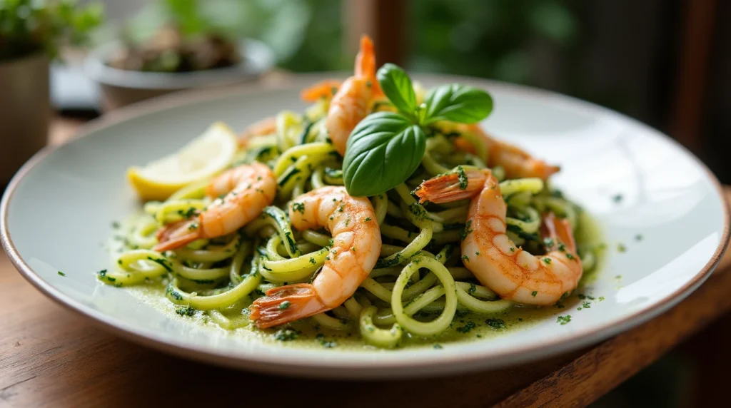 Discover the best pesto langostino zucchini pasta recipe with fresh pesto sauce, langostino, and zucchini for a healthy, flavorful seafood pasta dish